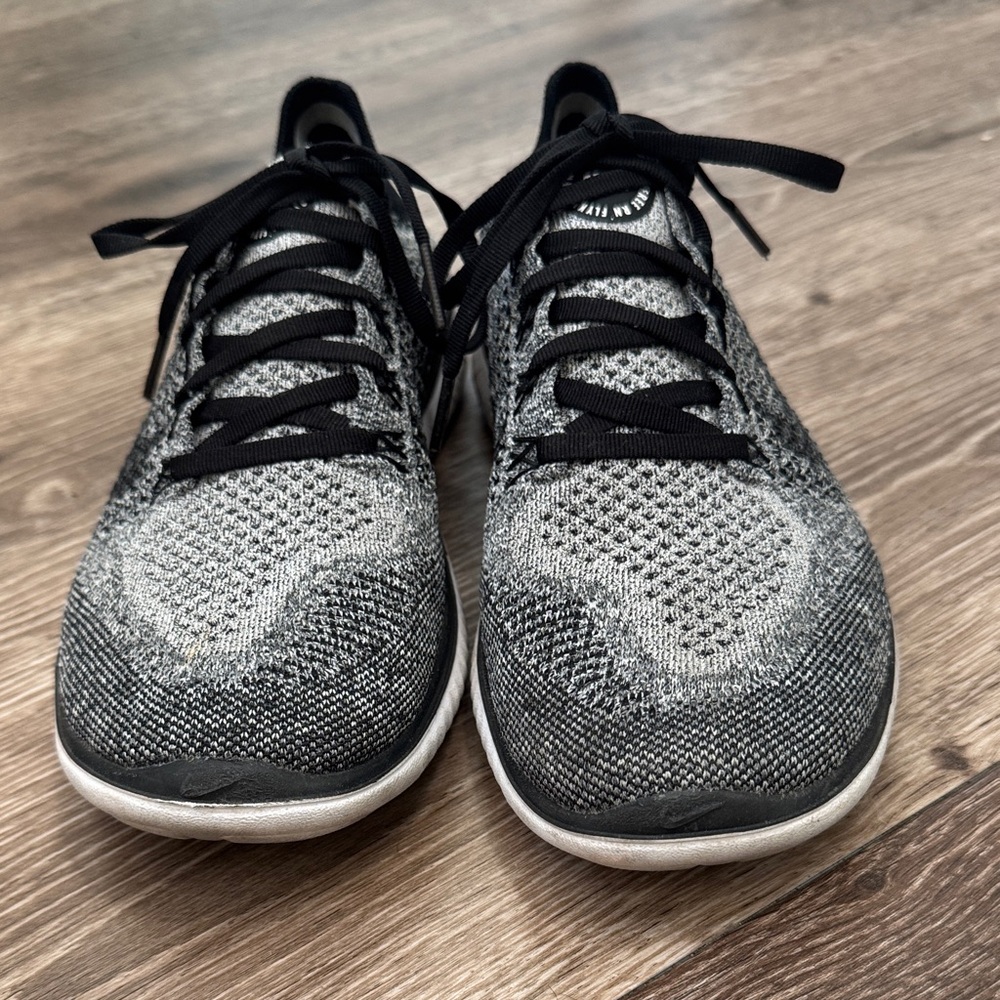 Nike Free RN Flyknit - Black and Gray Athletic Sneakers